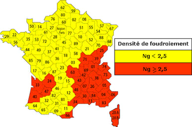 carte de densite de foudroiement